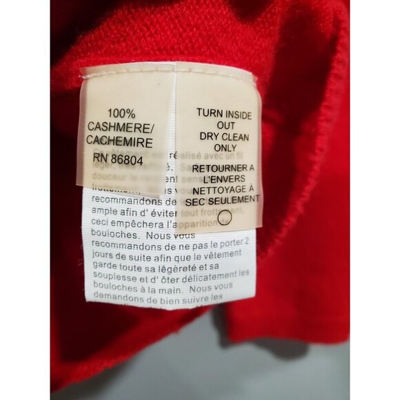 Magaschoni Women’s Cashmere Red Button Down Cardigan Sweater Tan Trim Sz M - Picture 10 of 15